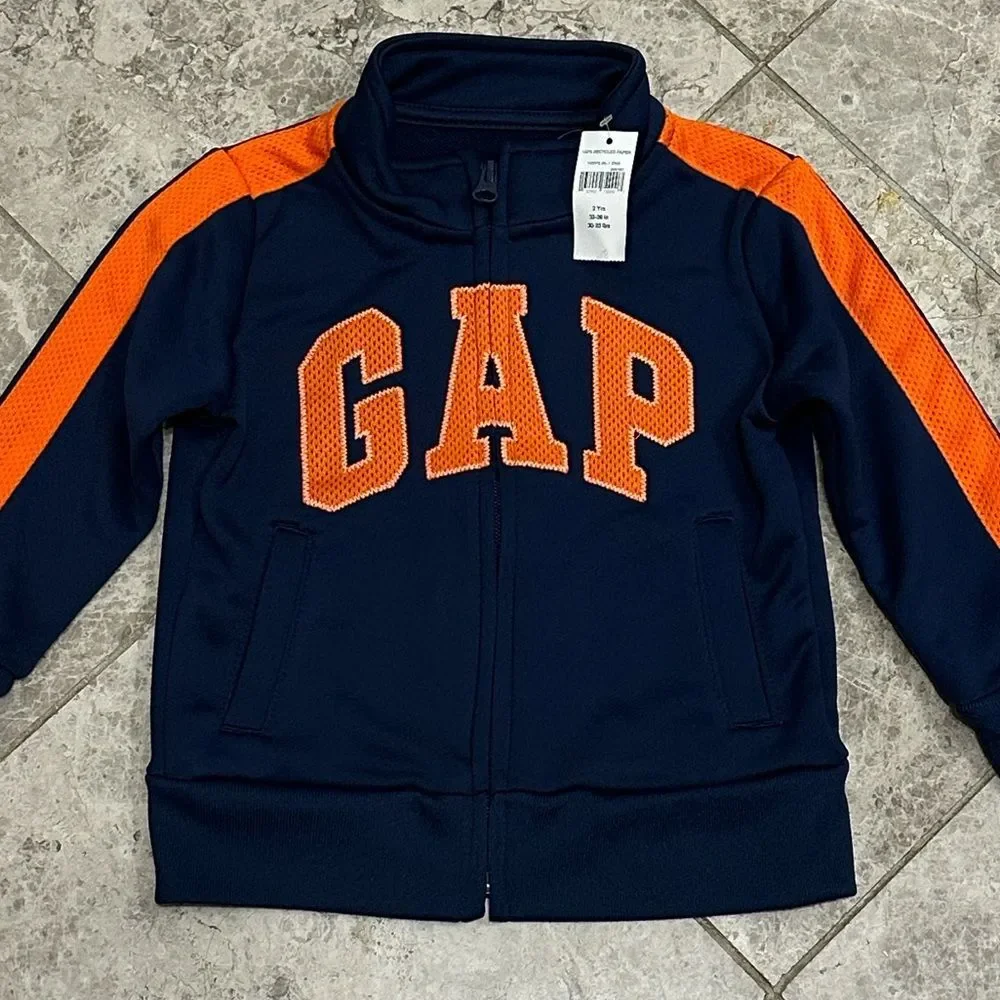 Gap Lightweight Zip Up Jacket NEW Size 2T Toddler Boy Blue Orange
